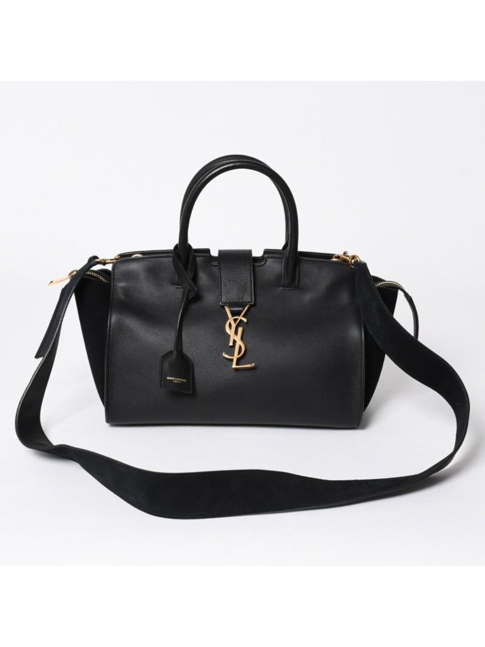 Saint Laurent Baby Cabas 2-Way Shoulder Bag Black Gold